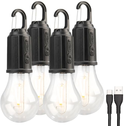 Lunartec Glühbirne USB aufladbar: 4er-Set LED-Akku-Glühbirnen mit je 120 Lumen, 400 mAh, USB-Ladung (wiederaufladbare Glühbirne, aufladbare LED, Birne)
