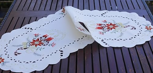 Generisch Weihnachtstischläufer Tischläufer 40x110 Deckchen Bestickt Kerze und Glocken (38x110)