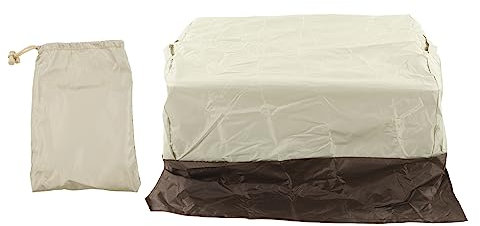 BBQ-Grill-Abdeckung, wasserdicht, Oxford-Stoff, für den Außenbereich, regenfest, staubdicht, sonnenfest, eingebaute obere Grillabdeckung, Grillabdeckung (Beige with Coffee Color)