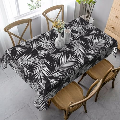 VOSERY White Palm Leaves_G - Mantel rectangular resistente a las arrugas, mantel decorativo de tela para comedor, fiesta, interior y exterior, 60 x 90 pulgadas