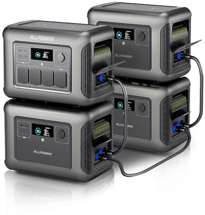 ALLPOWERS Tragbares Powerstation R1500 mit 3X Erweiterungsbatterie B1000, Kapazitätserweiterung von 1152Wh auf 4608Wh, 43 dB USV LiFePO4 Solargenerator für Camping, Party, Wohnmobil, Heimgebrauch