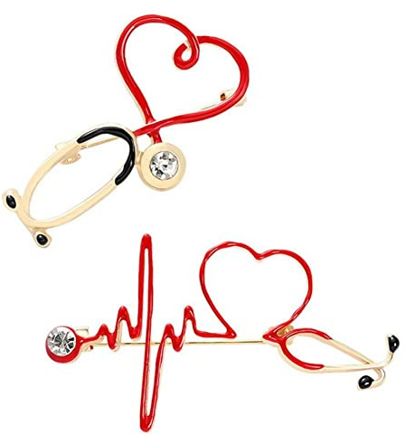 Lpitoy Medizinische Medizin Brosche Pin Stethoskop Elektrokardiogramm Herzförmige Pin Krankenschwester Arzt Rucksack Revers Schmuck