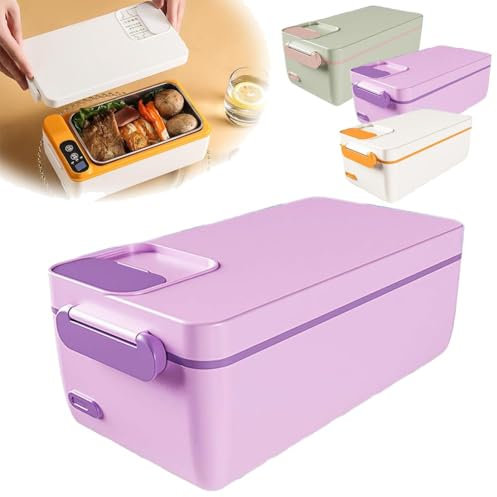 Fiambrera con calefacción eléctrica de 40 W, Caja de Comida de Calentamiento rápido de Acero Inoxidable 304 de 1 L con batería de 3200 mAh, lonchera autocalentable Recargable, Caja de calefacción
