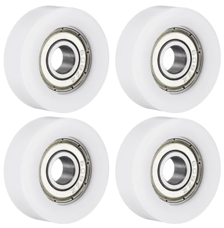 sourcing map Kugellagerführung, 8 x 32 x 12 mm, doppelt geschirmte POM-Rollenlager, flache Riemenscheibe für Möbel, Hardware-Zubehör, Weiß, 4 Stück