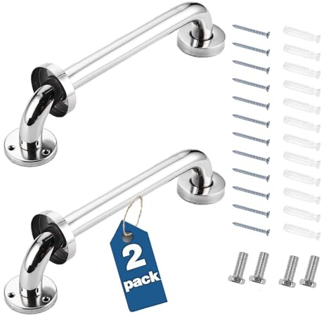 Sonlpaakk Pack 2 Agarraderas Baño 30 cm, Asidero Ducha Acero Inoxidable 304, Barra Apoyo Seguridad Antideslizante para Mayores, Pared Baño Escaleras, Plateado