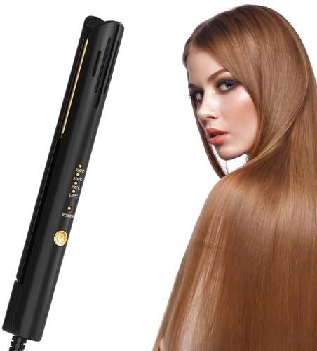 Pencil Straighteners, Mini Hair Straightener and Curl 2 in 1 with 3D Floating Panel, 4-Step Temperature Setting, Anti-scalding and 10s Quick Heating for Travel - Quick Styling