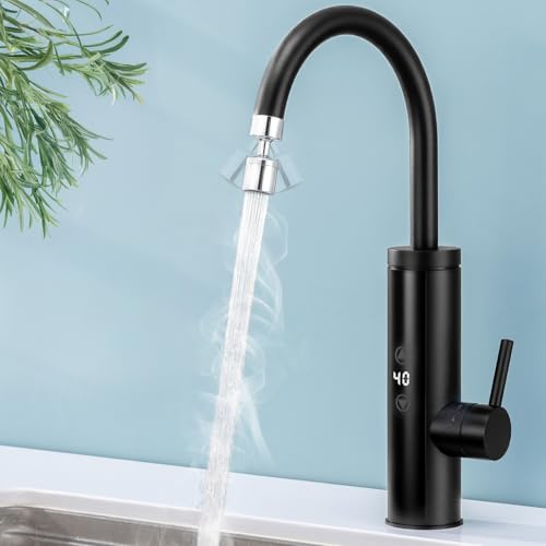HOMELODY Elektrischer Wasserhahn mit Durchlauferhitzer 230V, 3400W Wasserhahn Küche mit Touch-Temperaturregler, Anti-Spritz Edelstahl Küchenarmatur, Durchlauferhitzer Küche, Garten & Camping