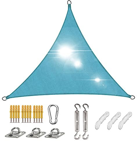 Vela triangolare per giardino, 6 x 6 x 6 m, impermeabile, con blocco UV al 95%, telo ombreggiante per patio, con kit di ferramenta, copertura parasole per la massima protezione