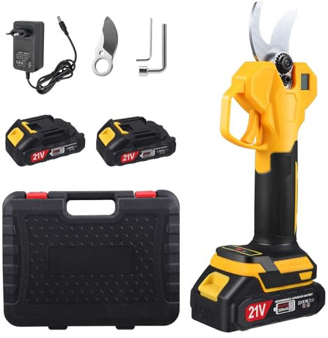 Forbici Potatura Elettriche, 30mm Brushless Cesoie Potatura Elettriche Professionali con LCD Display, 2x2000mAh Batterie, Motore Brushless, Forbici Potatura a Batteria per Frutteto,Giardino,Fattoria