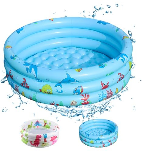 Shyllin Piscina Gonfiabile Bambini 80x80x22cm,Piscina Anulare per Bambini,Mini piscina gonfiabile con Fondo Morbido per Bambini,materiale spesso in PVC (Pescare)
