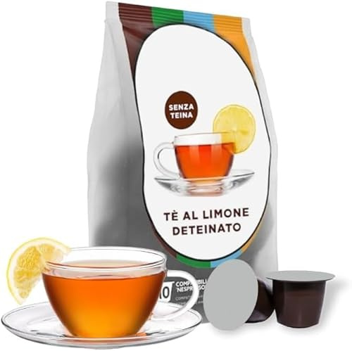 80 Capsule Compatibili con Nespresso TE' al LIMONE DETEINATO marchio DOLCE VITA - Senza Glutine - 8 Sacchetti da 10 Capsule –