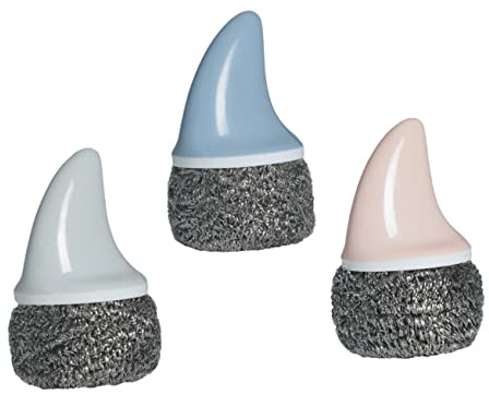 Mikikit 3piezas Unidades Estropajos Acero Inoxidable con Mango Cómodo Cepillo Fregar Platos Acero para Sartenes Limpieza Fácil De Cocina y Fregadero