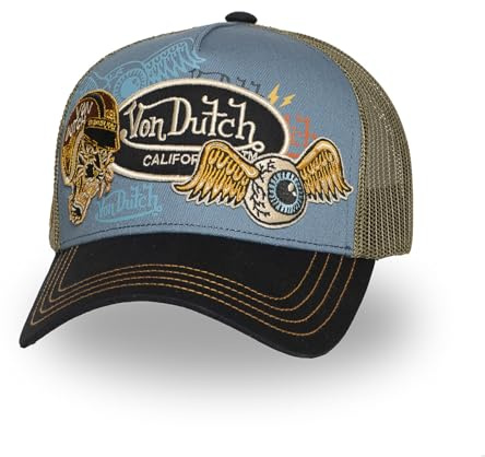 Von Dutch Justerbar keps för män och kvinnor, truckerkeps, Svart/blå/gul/beige, One size