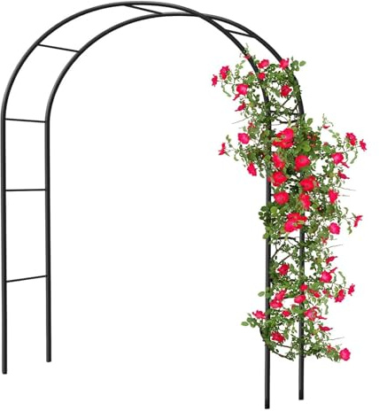 Arche de jardin robuste en métal galvanisé pour plantes grimpantes - Arche de rose noire décorative - Treillage de jardin - L 1,4 x H 2,3 m - Structure extérieure durable