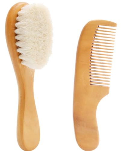 Baby Haarbürste Set für Neugeborene Mini Holz Babybürste und Kammset Weiches und sanftes Neugeborenes Kammduschgeschenk.