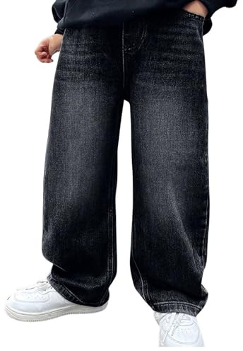 Baggy Jeans Garçon Baggy Garçon avec Ceinture Élastique Pantalons en Denim Jean Ado Garcons Pantalon Couleur Unie Printemps/Automne Cargo Large Décontracté Style Urbain Hip Hop Streetwear 2025