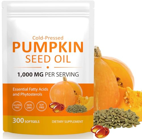 Pumpkin Seed Oil Capsules-Pumpkin Seed Oil for Hair Growth | Cold Pressed Essential Fatty Acids & Phytosterols | Supports Hair, Urinary,Bladder & Prostate Health (1PACK)