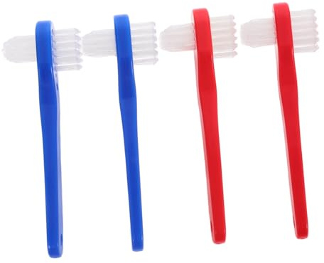 VICASKY Brosse à Dents Portable Double Tête pour Prothèses Dentaires 4 Pièces Poils Souples Voyage Entretien Buccal pour Adultes