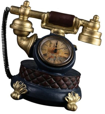 DOITOOL 1pezzi Orologio da Tavolo Riproduzione Decorazione Simulazione Telefono Desktop Display Artigianale Oro Vintage Retro