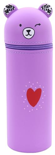Javoryxh Pochettes À De Dessin Animé Grand Compartiment Pochettes Stylos Fermeture Éclair Étui en Silicone Porte-Stylo Debout pour Organisateur De Dessin Animé D'étudiant