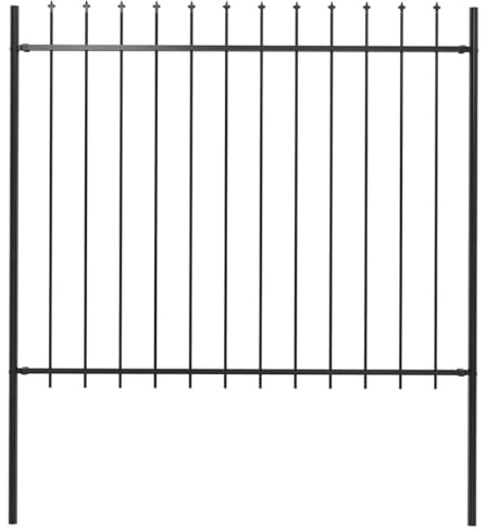 QJBSAVVA Gartenzaun Schwarz 180 x 200 cm Stahl Speerspitze Modernes Design Robuste Abgrenzung für Garten Hof Weide Hundegehege Balkon und Terrasse
