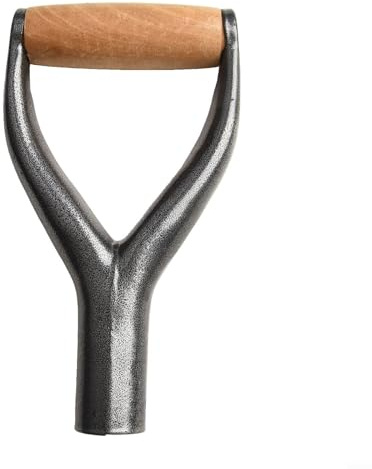 Manico in ferro a forma di Y con impugnatura in legno, manico di ricambio per attrezzi da giardino per vanga, pala da neve, pala da spiaggia e pala da neve per auto, per tubi di diametro 3,1 cm