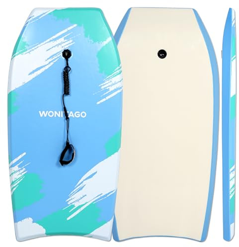 Bodyboard mit gewickelter Handgelenk-Leine, leichte und langlebige EPS-Core-Bodyboards für Strand, 104,1 cm, Blau