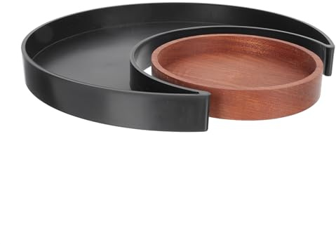 MOTHNUR Plateau Décoratif en Bois de Lune Noir Plateau Multifonction pour Huiles Essentielles et Bijoux Stable et Assiette de Présentation pour Déco Maison Intérieure Accessoire Zen
