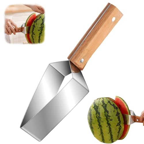 Affettatore Per Anguria, In Legno Massello E Acciaio Inossidabile, Per Anguria E Melone Verde, Taglia Angurias Portatile E Maneggevole, Affettatore Da Cucina Multifunzionale Per Meloni Ideale