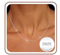Aretas Sterling Silver Chain Necklace for Women, Womens Ladies 1mm S925 Solid Silver Thin Choker Box Chain Jewellery Gifts for Teen Girls Mum Daughter Auntie Niece Wife 18 Inch