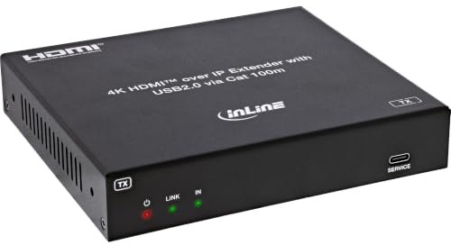 Inline Trasmettitore HDMI KVM Extender Over IP, 4K 60 Hz, 100 m | Trasmettitore per HDMI KVM over IP, 4K 60 Hz, USB 2.0, IR, fino a 100 m, solo con ricevitore 57886H