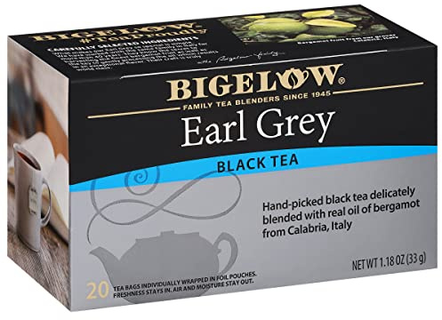 Bigelow Tea Earl Grey Flavored Black Tea, Kosher, 20 Bags, 1.18 Ounces (Pack of 6)