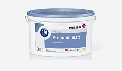 MEGA, Premium matt, Weichmacher- und lösemittelfreie, emissionsminimierte, hochwertige, doppeldeckende Kunststoffdispersionsfarbe, 12,5 l