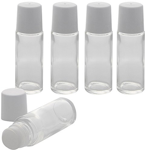Klare Deostick Glas-Flaschen 75 ml, Kosmetex Roll-on, Deo-Roller zum selbst Befüllen, 5 Stück