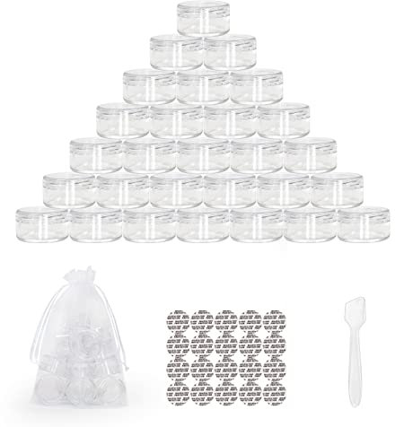 100 contenants de cosmétiques en plastique vides, Emballage échantillon portable, Flacon de voyage pour crème, maquillage, fard à paupières, etc., avec films sensibles à la pression et mini-spatule
