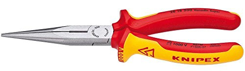 KNIPEX Tools - Long Nose Pliers With Cutter, 1000V Insulated (2618200SBA),Yellow