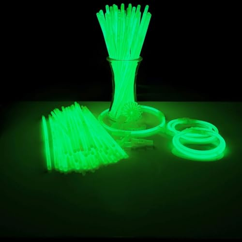 KNIXS 100x Arm-Knicklichter in grün inkl. 100 x 3D-Verbinder und je 2 x Ballverbinder und 7-Lochverbinder - geprüfte Markenqualität