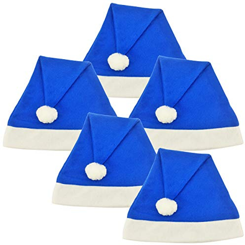 Ciffre 5 er Set Weihnachtsmütze Nikolausmütze Blau Uni Schlicht einfach Mütze Weihnachtsmarkt X37