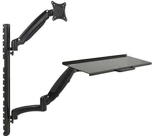 VIVO Sitz-Steh-Wandhalterung mit Gegengewicht Höhenverstellbarer Monitor- und Tastatur-Arbeitsplatz für Bildschirme bis zu 27 Zoll STAND-SIT1K