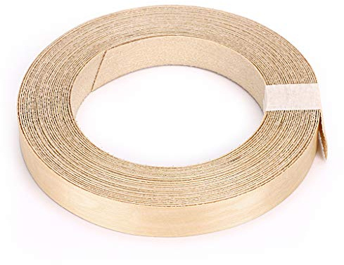 Skelang Birch Wood Veneer, Wood Edging Tape, Iron-on Veneer for Shelf, Wardrobe, Door Frame, Desktop, 19mm×15m