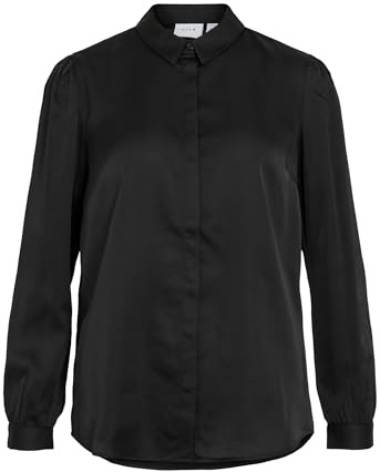 Vila Chemisier Viellette en Satin L/S pour Femme - Noir - 38