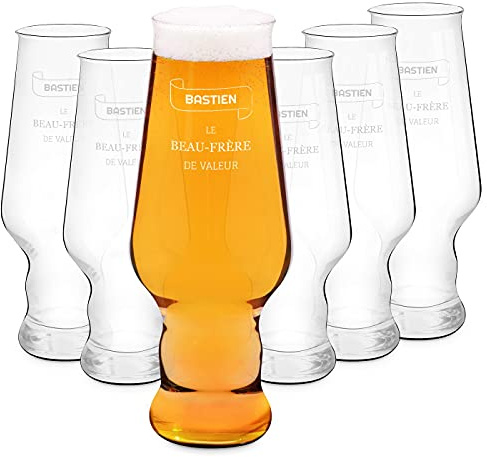 Maverton 6 Chopes à Bière Personnalisées - Contenance : 0,4 l – Verres de haute qualité pour ami - Cadeau d’anniversaire pour hommes - Amateur de Bière - Meilleur