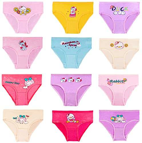 JackLoveBriefs Bragas para niña Paquete de 12 algodón Calzoncillos para Niñas (2-3 años) Multicolor，Talla：S