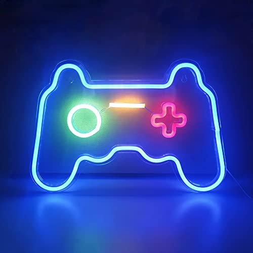Spiel Leuchtreklame, Gamepad Controller LED-Leuchten, Spielzimmer Beleuchtung Zubehör, Hängende Gaming-Wand-Dekor, für Jungen Schlafzimmer Gaming-Party-Dekoration, 16'' x 11''