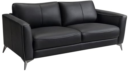 Vente-unique - Sofa ohne Schlafmöglichkeit 3 Batuco - Leder - schwarz