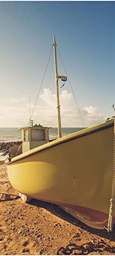 wandmotiv24 Türtapete Boote Am Strand 90 x 200cm (B x H) - Selbstklebende Strukturtapete Sticker für Türen, Türfolie, Aufkleber, M0388
