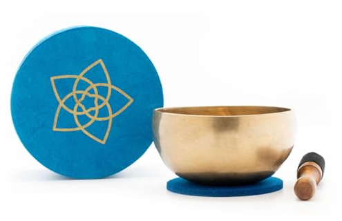 Klangschalen-Set 'ACHTSAMKEIT' mit geschmiedeter Klangschale: 100% Handgefertigt in Nepal und natürlich fair gehandelt.: Handgeschmiedete Klangschale ... (Set in Box - Geschmiedete Klangschale)