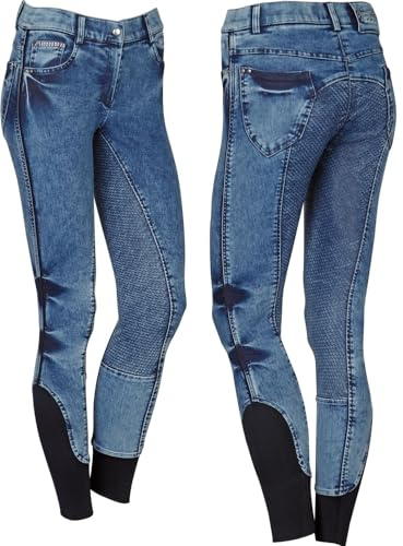 NETPROSHOP Denim Stretch Jeans-Reithose Abbie für Damen Fullgrip Silikon Vollbesatz Gr.34-46