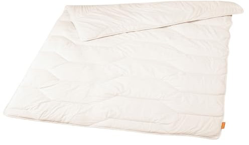 sleepling Piumino estivo in lana vergine, 100% cotone, leggero, 155 x 220 cm, bianco