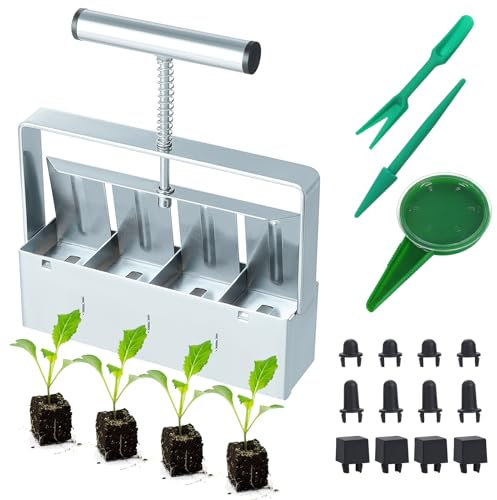 Moendergo Handheld terreau Blocker 2 terreau Blocker Set de 8 pièces terreau Blocker avec kit de semis plantes fleurs distributeur de semences semoir de semences (S, 3)